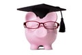 Student Piggy Bank college graduate front view, education savings concept Royalty Free Stock Photo