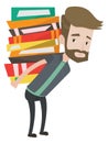 Student with pile of books vector illustration. Royalty Free Stock Photo