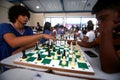 Student playing chess