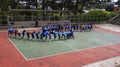 Student playing games in shoolyard in Dalat University.