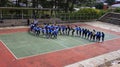 Student playing games in shoolyard in Dalat University.