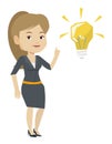 Student pointing at idea bulb vector illustration Royalty Free Stock Photo