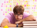 Student preparing for exams with many conflicting priorities Royalty Free Stock Photo