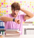 Student preparing for exams with many conflicting priorities Royalty Free Stock Photo