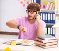 Student preparing for exams with many conflicting priorities Royalty Free Stock Photo