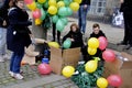 STUDENT PREPARING FOR PROTEST RALLY