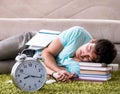 Student preparing for university exams at home in time managemen Royalty Free Stock Photo