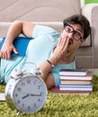 Student preparing for university exams at home in time managemen Royalty Free Stock Photo