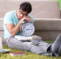 Student preparing for university exams at home in time managemen Royalty Free Stock Photo