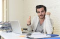 Student preparing university project or hipster style freelancer businessman working with laptop Royalty Free Stock Photo