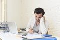 Student preparing university project or hipster style freelancer Royalty Free Stock Photo