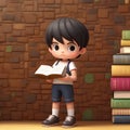 student reading a book 3D illustration ai generated