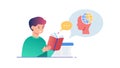 Student Reading for Knowledge, Brain Development Concept, vector design Generative AI Royalty Free Stock Photo