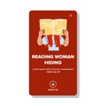 student reading woman hiding vector