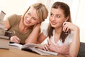 Student series - Two girls doing homework Royalty Free Stock Photo