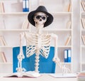 Student skeleton preparing for exams Royalty Free Stock Photo