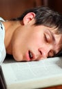 Student sleep on the book Royalty Free Stock Photo