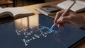 Student solving math equations on digital tablet Royalty Free Stock Photo