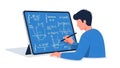 Student Solving Math Problems on Digital Tablet Royalty Free Stock Photo