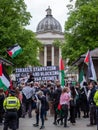 Student demonstrators protesting at an anti-Israeli pro-Palestine Gaza protest at UCL, University College London.