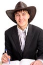 Student in stetson hat