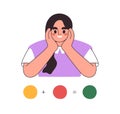 Student studying, calculating. Girl learner thinking about formula, solving equation. Happy person learning maths
