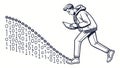 Student Studying Connected to Binary Data, Digital Learning and Information Flow, vector design Generative AI Royalty Free Stock Photo