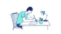 Student Studying Desk Education Sketch, vector design Generative AI Royalty Free Stock Photo