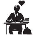 Student Studying with Love Silhouette Illustration for Educational Content Royalty Free Stock Photo