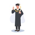 Student Success Concept. Young Graduate Giving Graduation Advice