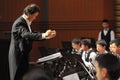 Student symphonic band perform on concert Royalty Free Stock Photo