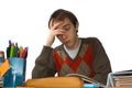 Student at table, falling asleep Royalty Free Stock Photo