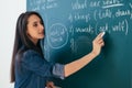 Student or teacher standing in front of the class blackboard Royalty Free Stock Photo