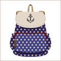 Student/teenager blue backpack in polka dot