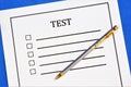 Student test-Evaluation sheet. Exam analysis of the level of mental development, determination of compliance with the level of Royalty Free Stock Photo
