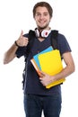 Student thumbs up young man portrait smiling people isolated