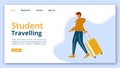 Student travelling landing page vector template