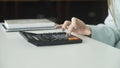 Student is using a large button calculator