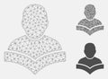 Student Vector Mesh Wire Frame Model and Triangle Mosaic Icon Royalty Free Stock Photo