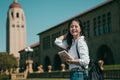 Student visiting her dream university. Royalty Free Stock Photo