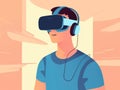 A student walking through a virtual world as an AIpowered guide provides helpful tips and suggestions. . AI generation Royalty Free Stock Photo