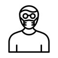 Student Wearing mask Vector Icon which can easily modify or edit