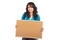 Student woman holding the empty corkboard Royalty Free Stock Photo