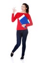 Student woman showing her perfect exam result Royalty Free Stock Photo