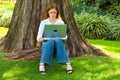 Student working outdoors