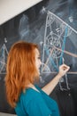 Student writing on the chalkboard Royalty Free Stock Photo
