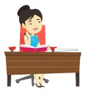 Student writing at the desk vector illustration. Royalty Free Stock Photo