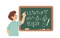 Student writing math equations on a chalkboard Royalty Free Stock Photo