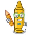 Student yellow crayon in the cartoon shape