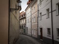 Studentovska ulica Street, an empty picturesque cobblestone medieval and narrow street by the Ljubljanski Hrad, Royalty Free Stock Photo